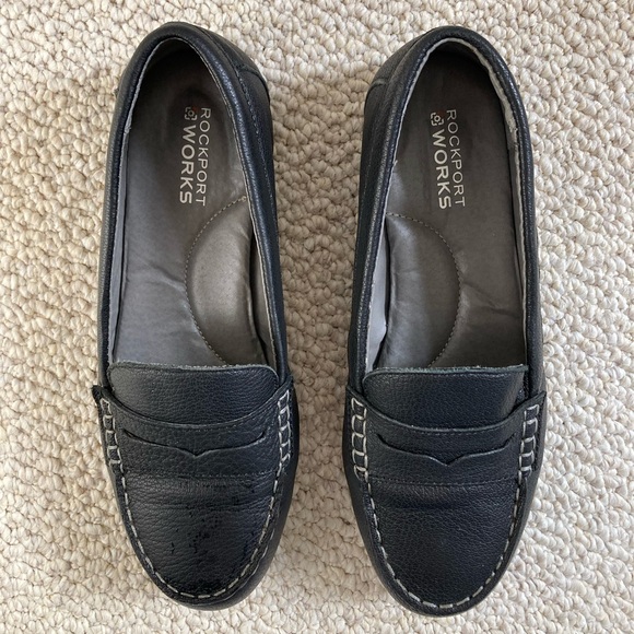 Rockport Steel-Toe Slip Resistant Black Shoes Loafers - Picture 3 of 8